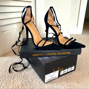 Lulus Missiee Black Lace-Up High Heel Sandals